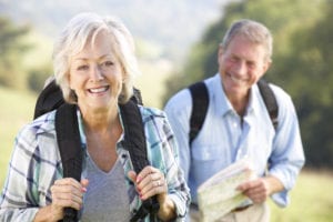 Senior couple on country walk